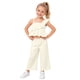 thumbnail image 2 of Conjunto de camiseta sin mangas con cuello redondo para niña, vestido sin mangas con botones finos para niña, falda francesa ceñida con cintura fruncida y volantes, conjunto de poliéster para niña, 2 of 9