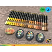 Tooli-Art Acrylic Paint Pens Yellow and Brown Pro Color Series Set with 3mm Medium Tip Marker Set of 22