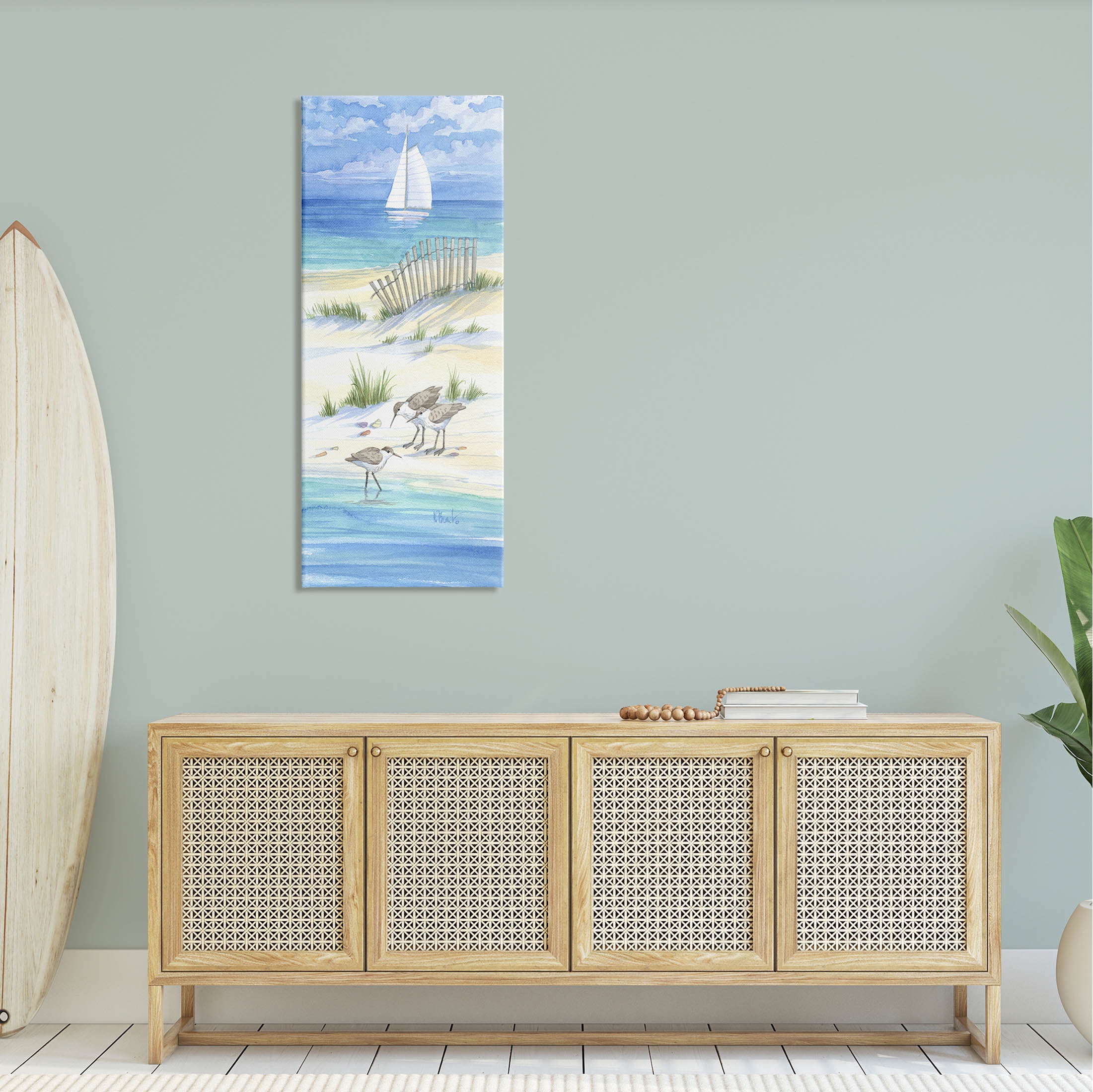 Stupell Industries Beachside Coastal Sandpiper Birds Painting Gallery Wrapped Canvas Print Wall Art, Design by Paul Brent
