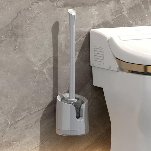 Cepillo para inodoro con cerdas de plástico duraderas y mango largo | Cepillo de limpieza para inodoro | Herramienta de limpieza moderna con base de drenaje | Diseño compacto para el baño del hogar