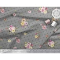 thumbnail image 2 of Soimoi Gray polyester Crepe Fabric Leaves,Small Circle & Floral Decor Fabric Printed BTY 42 Inch Wide, 2 of 3