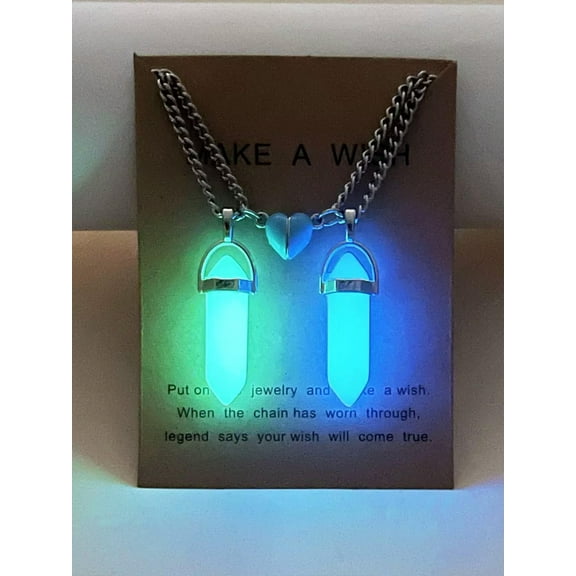 QQTDFG 2pcs Couple Magnetic Geometric Charm Glow in the Dark Necklace-default