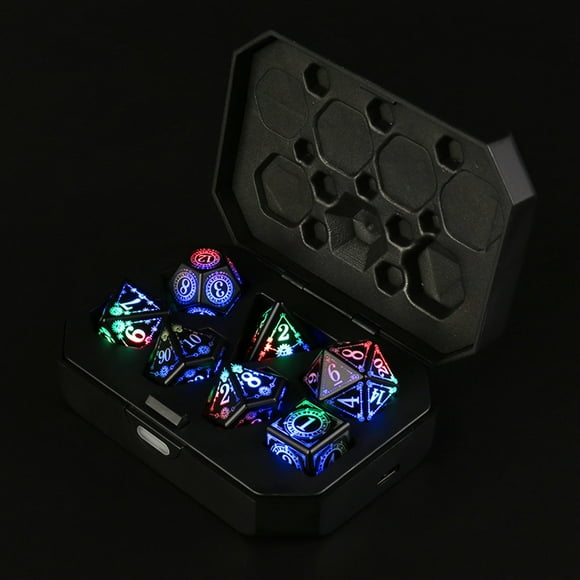 Multi-Sided Electronic Glowing Dice Ornament with Snowflake Pattern and Charging Case for Gaming and Decor