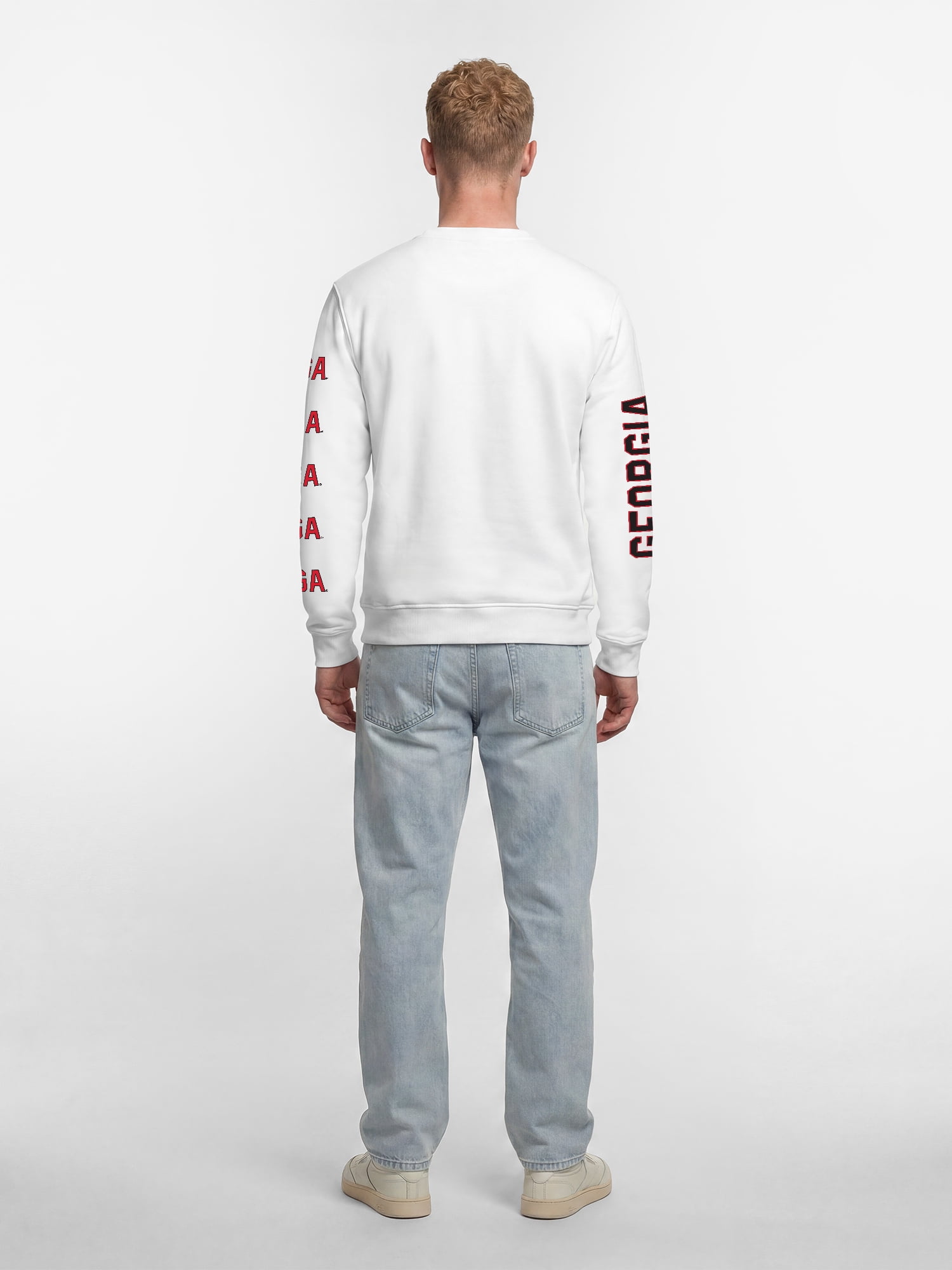 Georgia Bulldogs Reebok Mens White Crew Sweatshirt