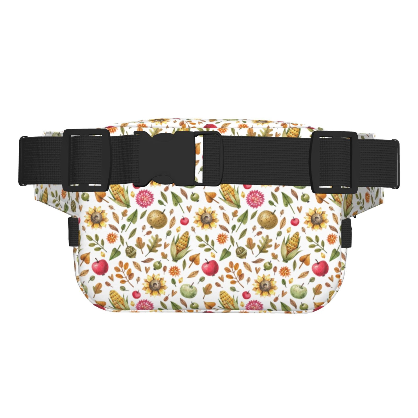 Picia Fall Fruits And Vegetables Print Square Double-Layer Waist Bag Mini Adjustable Waist Belt Bag Exercise Running Travel Hiking