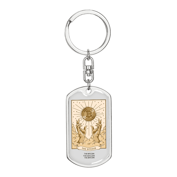 The Bitcoin Crypto Stainless Steel or 18k Gold Premium Swivel Dog Tag Keychain
