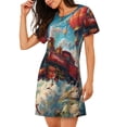 thumbnail image 2 of Sikiie Beautiful Red Train Hot Air Balloon Print Women's Short-sleeved Nightdress, Round Neck Pullover Nightdress Pajamas Summer Home Wear, 2 of 6