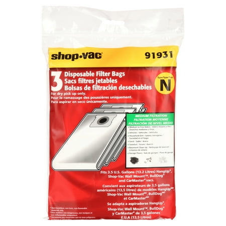 UPC: 0026282919311 | Shop-Vac 3.5 gal Disposable Collection Bag for Wall Mount Vacs  3-pack  91931