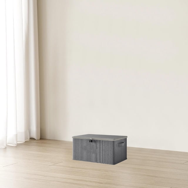 Cesta de almacenamiento con tapa con cremallera, caja de almacenamiento plegable con cerradura, cómoda cesta de almacenamiento con tapa para sala de 38cm x 26cm x 15cm