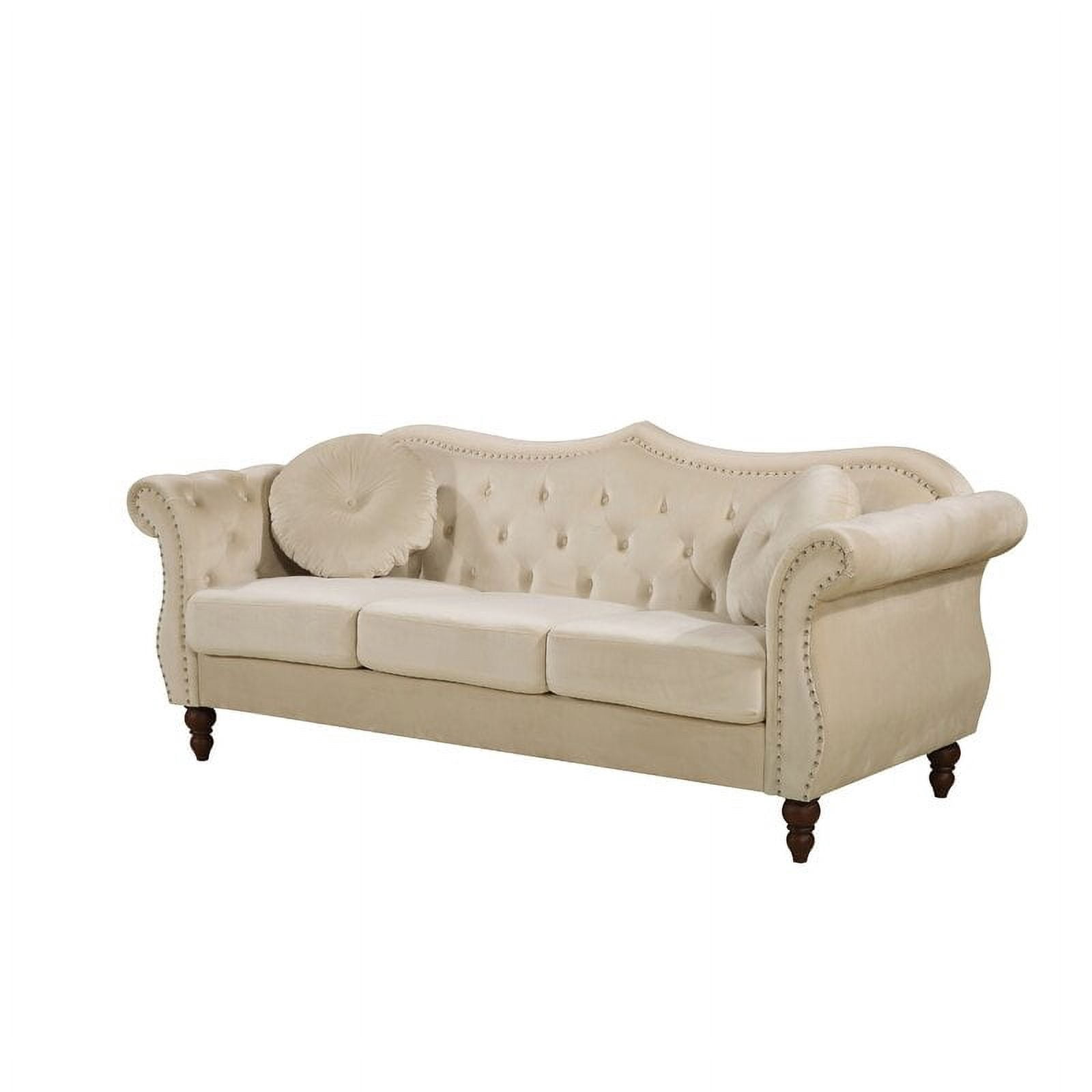 Uspridefurniture Evianna Sofa, Beige Velvet