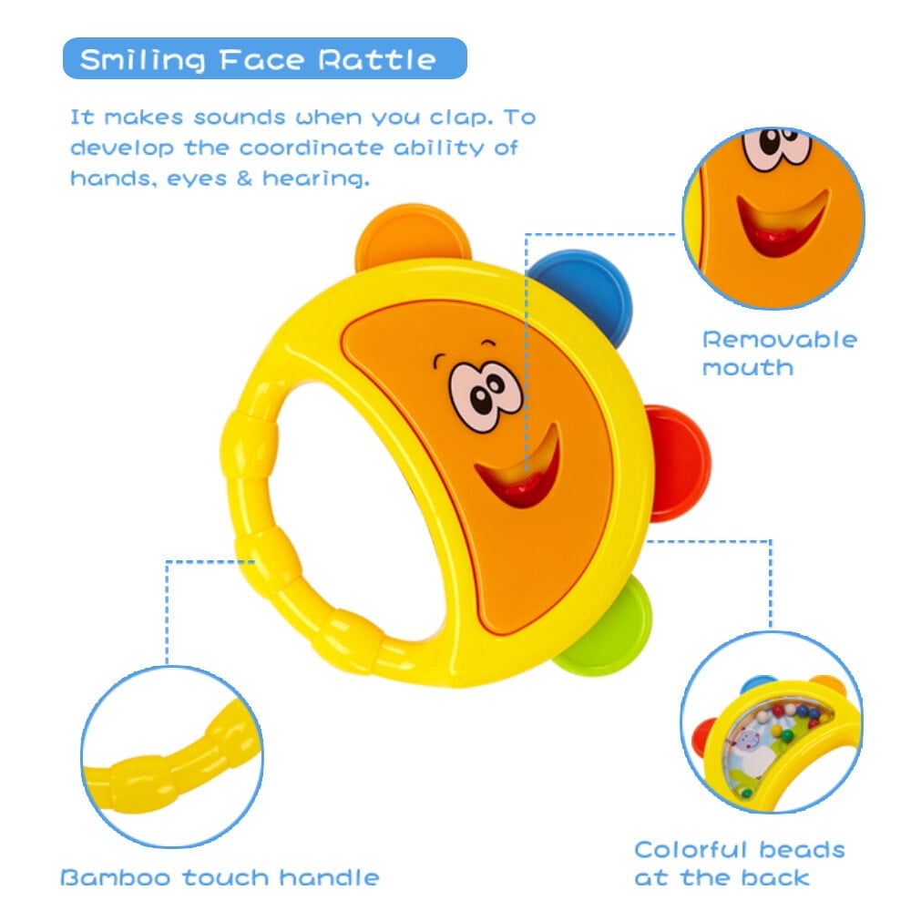 GOODWAY Rattle and Teether Baby Toys 3-6 Months, 10 Pcs Grab, Shaker and Spin Rattle Toys, Sensory and Fine Motor Skill Development Gift Set for 0,3, 6, 9, 12 Month Newborn, Infant, Boys, Girls