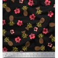 thumbnail image 1 of Soimoi Black Cotton Duck Fabric Floral & Pine Fruits Printed Craft Fabric by the Yard 42 Inch Wide, 1 of 1