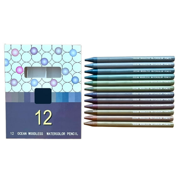12Pcs Professional Watercolor Pencil for Artist Children, Water Soluble Woodless Colored Pencils for Coloring, Painting