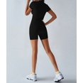thumbnail image 6 of Women'S Two Piece Sets Summer Slim Fitted Short Sleeve Tops Foldover Shorts Matching Lounge Sets Black S, 6 of 7