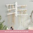 thumbnail image 2 of All Hung Up 6-Tier 6" Wall Jewelry Organizer, Command Strips included for Easy Hanging, 120 Hole Earring Organizer, Necklace Organizer, Bracelet Holder, Ring Holder, Rotating Branches, White, 2 of 6