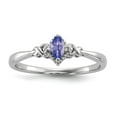 thumbnail image 1 of Solid 925 Sterling Silver Diamond and Tanzanite Blue December Gemstone Marquise Engagement Ring Size 7 (.01 cttw.), 1 of 4