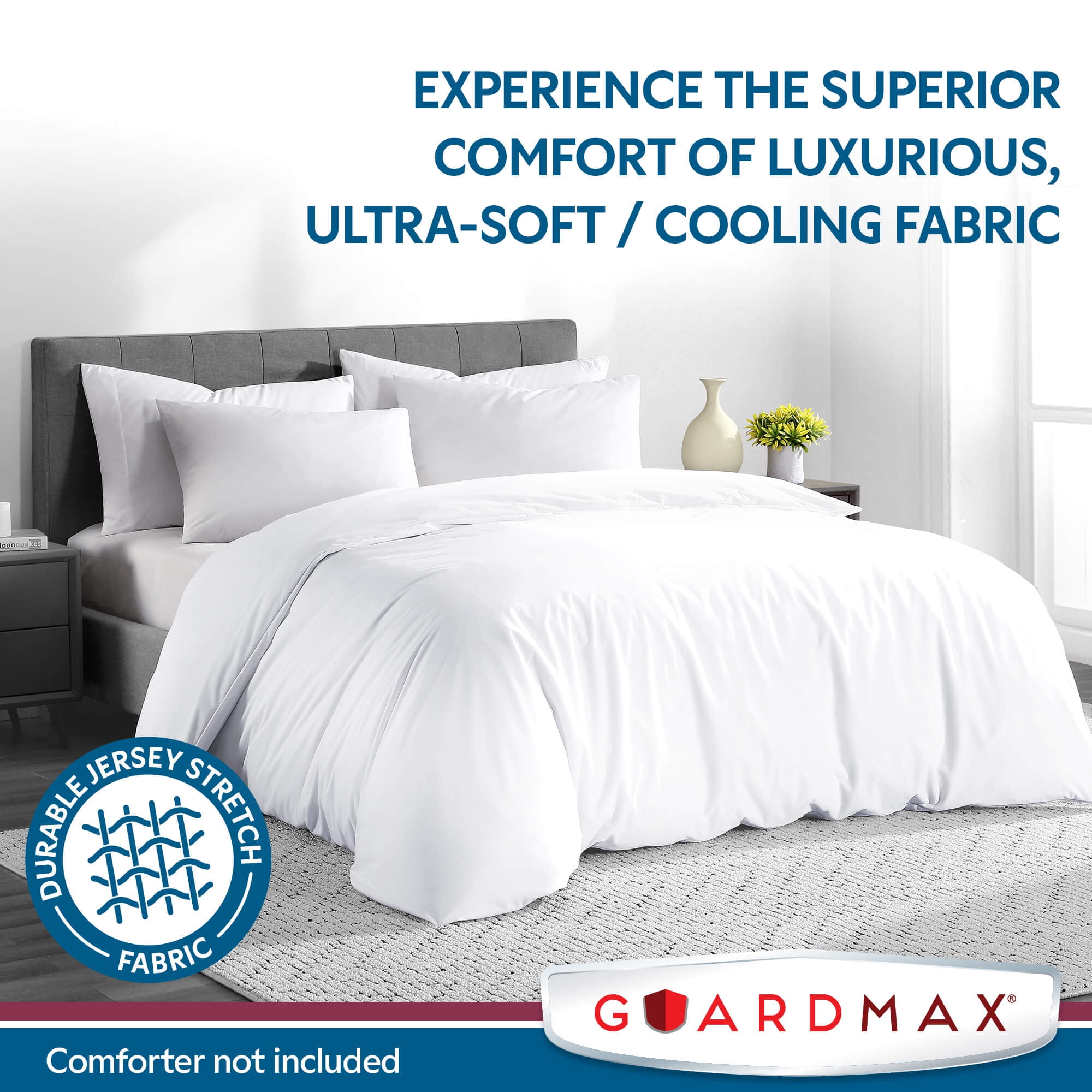 Guardmax Waterproof Duvet Cover - Jersey Fabric with Zipper Closure, Bed Bug & Allergen Proof King (104" x 86")