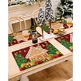 thumbnail image 5 of Christmas Placemats Set of 6 Gingerbread House Christmas Placemats for Dining Table Red Pine Tree Snowflake Table Mat Winter Holiday Home Party Kitchen Table Decorations, 5 of 6