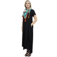 thumbnail image 6 of Bimba Women's Asymmetrical Hem Black Summer Maxi Pockets Dress With Scarf-4, 6 of 9