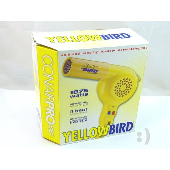 New Conair Pro Yellow Bird 1875 Watt Professional Hair Dryer Model New Conair Pro Yellow Bird 1875 Watt Professional Hair Dryer Model Yb075w