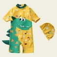 thumbnail image 2 of Akiihool Boy Swim Set Boys' Quick-Dry Rash Guard Swimsuit and Hat Set (Yellow,2-3 Years), 2 of 5