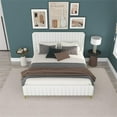 thumbnail image 6 of Angelou Upholstered Mid-Century Fabric King Size Platform Bed in Cream, 6 of 6