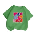 thumbnail image 3 of YOUSNH T-Shirt à Manches Courtes Col Rond Imprimé Mode Mignon pour Filles, Décontracté, Ample, Été, Vert 8-10 Ans, 3 of 5