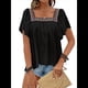 thumbnail image 2 of Camisas Mexicanas para Mujer, Estilo Bohemio, Bordadas, de Corta con Mariposa y Cuello Cuadrado, Blusas Holgadas. Negro S, 2 of 10