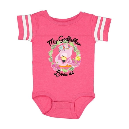 

Inktastic Baby Flamingo My Godfather Loves Me in Flower Wreath Gift Baby Boy or Baby Girl Bodysuit