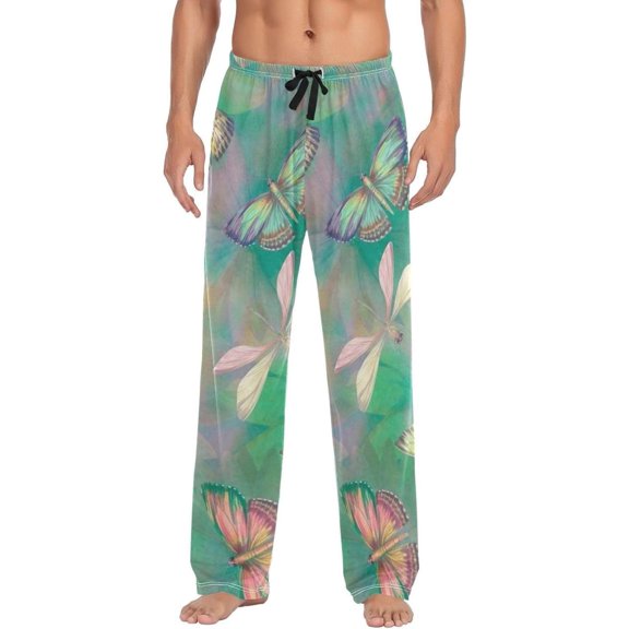Butterfly Dragonfly Ghost Pajama Pants, Men's Lounge Pants Light with Drawstring and Pockets, Christmas New Year Birthday Father's Day Gifts, X-Large