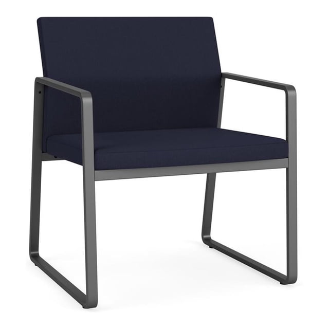 Fauteuil d'Invité Surdimensionné Gansett pour Réception et Attente / Acier Charbon / Bleu Marine