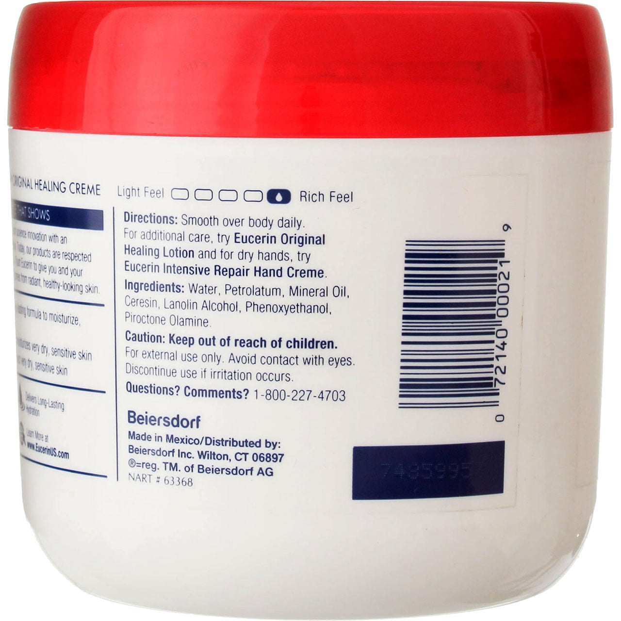 Eucerin Original Healing Rich Creme 16 oz (Pack of 2)