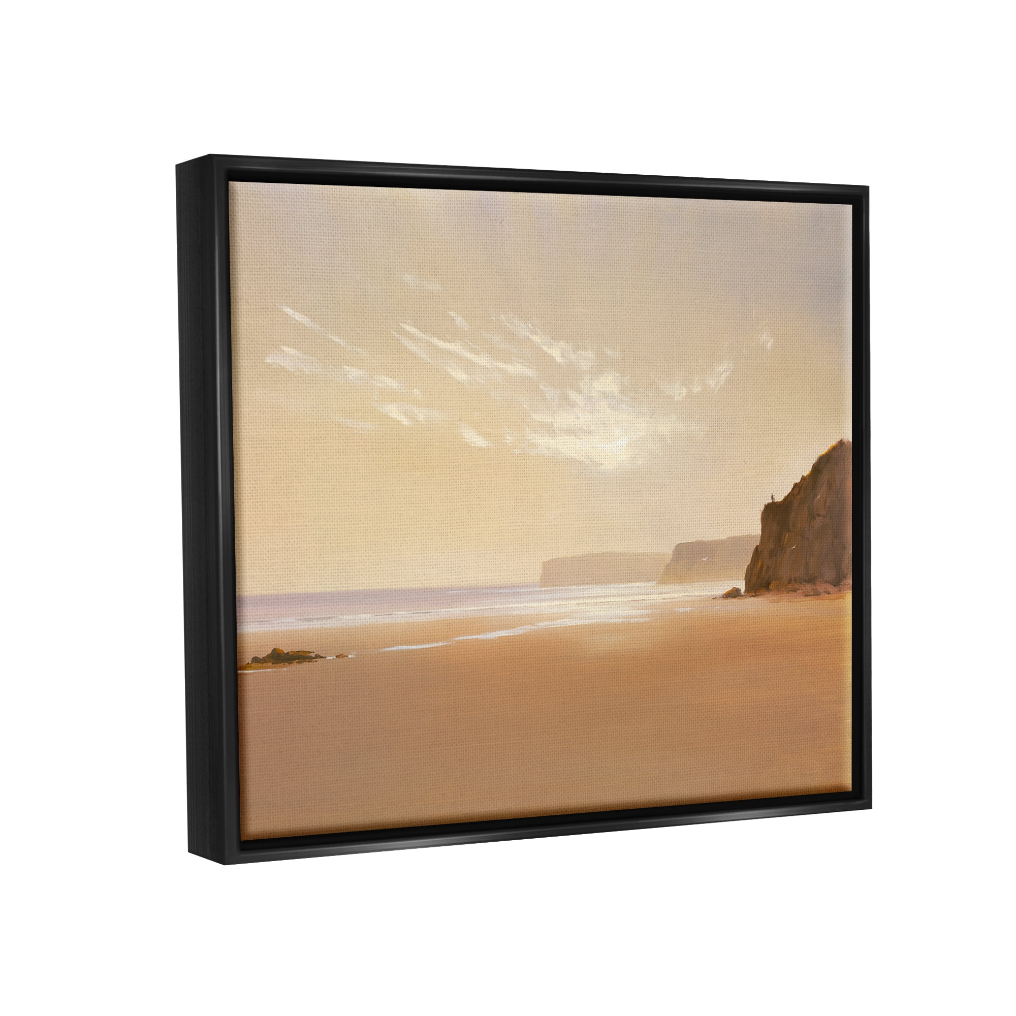 Stupell Industries Brown Beach Landscape Landscape Photography Black Floater Framed Canvas Art Print Wall Art, 31 x 25