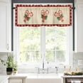 thumbnail image 5 of Candy Cane Bow Valances for Windows Christmas Winter Retro Rod Pocket Curtain Valance Window Treatment Short Curtains for Kitchen Living Room, 42"x12", 5 of 5