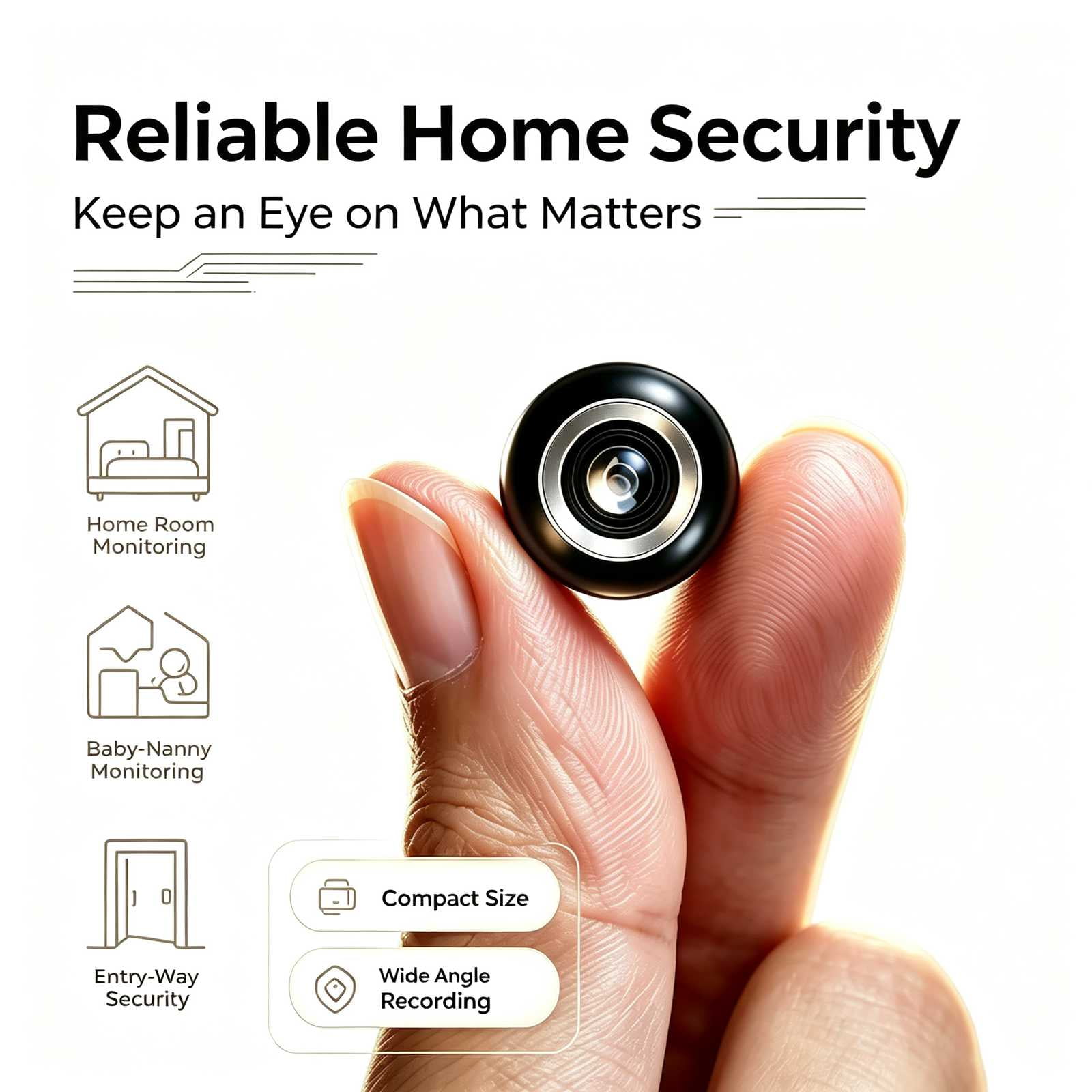 Compact Mini Security Camera, 1080P HD Portable Indoor Home Surveillance Monitor, Wide Angle Lens, Smartphone Remote Real‑Time View, Ideal for Baby Nanny, Pet Monitoring, Entryway, Bedroom Living Roo
