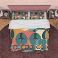 thumbnail image 1 of Juego de cama geométrico retro, funda nórdica verde naranja, funda nórdica vintage,, 1 of 6
