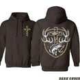 thumbnail image 2 of Hunting Faith Hoodie, Camo Cross with Antlers and Fish Graphic, Outdoor Christian Pullover for Hunters, Soft Cotton Blend, Made in USA, 2 of 6