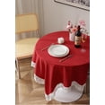 thumbnail image 6 of Fennco Styles White Lace Trimmed Red Holiday Cotton Woven Tablecloth 58" W x 96" L - Solid Color Table Cover for Christmas, Wedding Décor, Banquets and Family Gatherings, 6 of 9