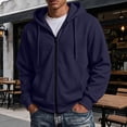 thumbnail image 2 of Hearthz Fleece Hoodie Men Oversized Full Zip Up Hoodie Sweatshirts for Men Drawstring Fall Winter Warm Jacket with Hoodie for Men Navy S, 2 of 8