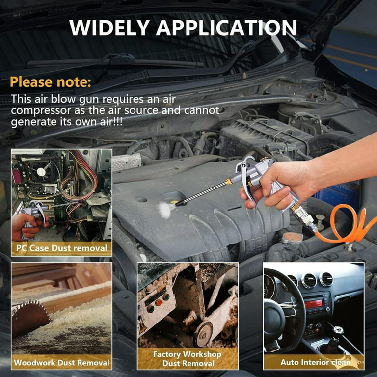 Fippy 3 X Long Air Blow Gun For Precision Machinery Workshop Cleaning