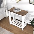 thumbnail image 2 of ChooChoo Farmhouse End Table Set of 2, Rustic Vintage Narrow End Side Table with Storage Shelf for Small Spaces, Nightstand Sofa Table for Living Room, Bedroom White, 2 of 8