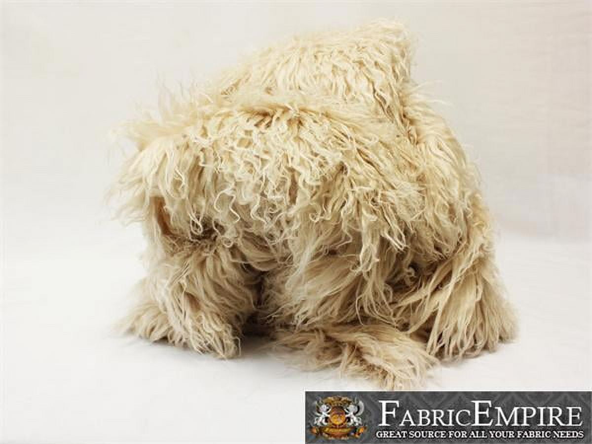 Faux Fur Long Pile Curly Fabric ALPACA LATTE CREAM / 60" Wide / Sold by the Yard