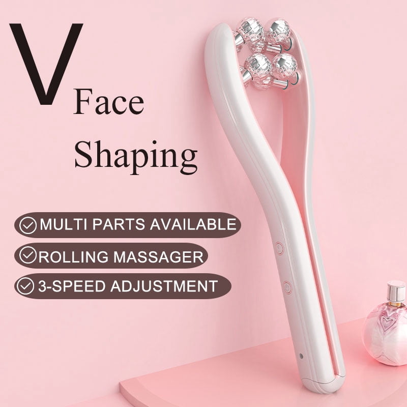 Roller Face Slimming Device - V-Face Magic Tool for Home Use - EMS Microcurrent Facial Beauty Massager