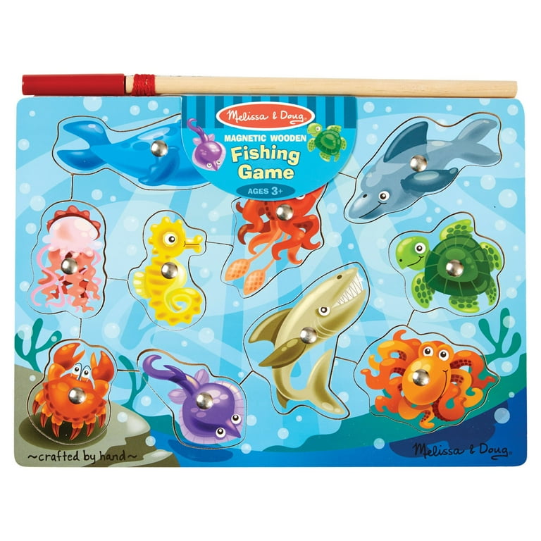 Melissa Doug Magnetic Wooden Fishing Game and Puzzle With Wooden Ocean Animal Magnets