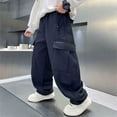 thumbnail image 2 of Kogui Pants for Teens Boys Cargo Pants - Elastic Waist Fashion Straight Leg Kids Joggers Size 13-14 (Navy,13-14 Years), 2 of 4