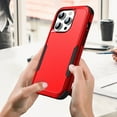 thumbnail image 4 of ELEHOLD Hybrid Case for iPhone 16 6.1" Rugged Shockproof Anti-Scratch Anti-Fingerprint Protective Hard PC Cover Support Wireless Charging for iPhone 16 -Red+Black, 4 of 6