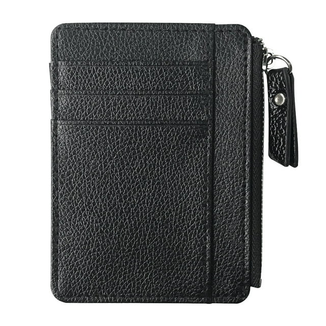 Flmtop Men Faux Leather Credit Card Cash Holder Case Zipper Slim Wallet Coin Purse