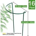 thumbnail image 3 of 16 Pack Plant Support Stakes, Half Round Metal Garden Plant Stake Indoor Peony Cages and Supports, Green Plant Support Ring Border for Tomato,Hydrangea,Flower Outdoor (10" Wide x 15.8" High), 3 of 7