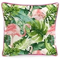 thumbnail image 6 of Jordan Manufacturing 16" x 16" On Island Time Flamingo Cream Novelty and Multicolor Leaves Reversible Square Outdoor Throw Pillow, 6 of 10