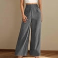 thumbnail image 4 of Fake Jeans for Women High Waisted Wide Leg Baggy Pants with Pockets Elastic Waist Strechy Drawstring Pull On Barrel Pants Light Blue, 4 of 7